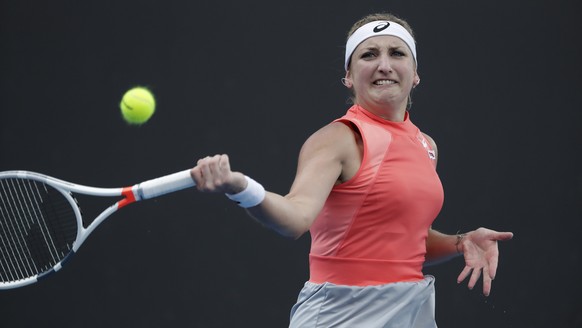 epa07291512 Timea Bacsinszky of Switzerland in action against Natalia Vikhlyantseva of Russia during their round two women&#039;s singles match on day two of the Australian Open Grand Slam tennis tour ...