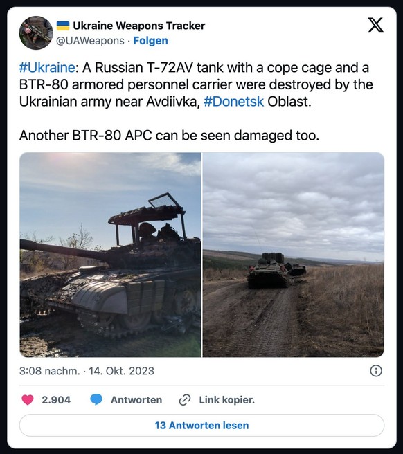 Fotos von zerstörten russischen Panzern.
