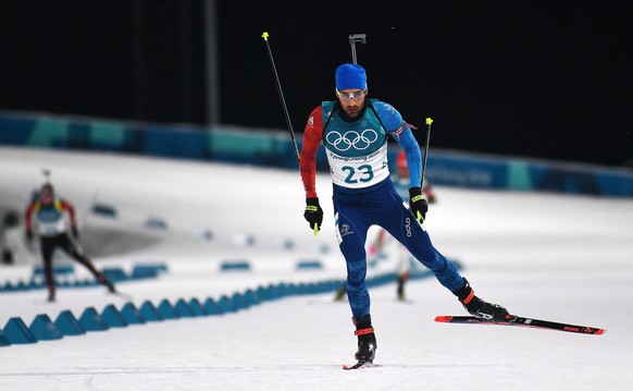 epa06528254 Martin Fourcade of France in action during the Men&#039;s Biathlon 20 km Individual race at the Alpensia Biathlon Centre during the PyeongChang 2018 Olympic Games, South Korea, 15 February ...