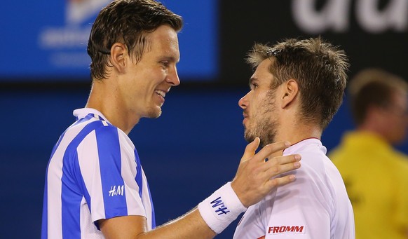 Ein enttäuschter Berdych freut sich für Wawrinka, wenigstens ein bisschen.