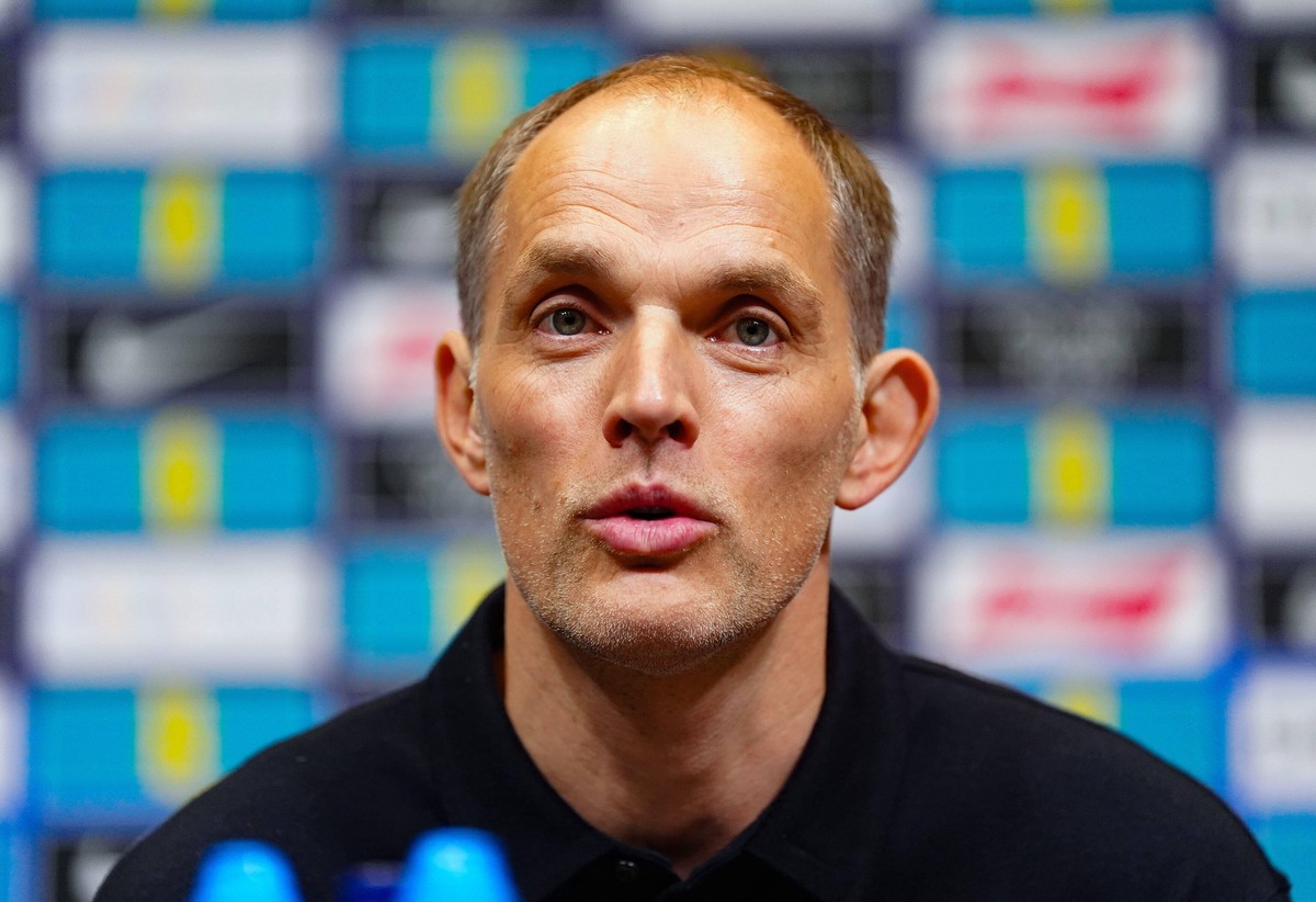 England manager Thomas Tuchel attends a press conference in London, Friday, Nov. 7, 2025. (Bradley Collyer/PA via AP)
England Soccer