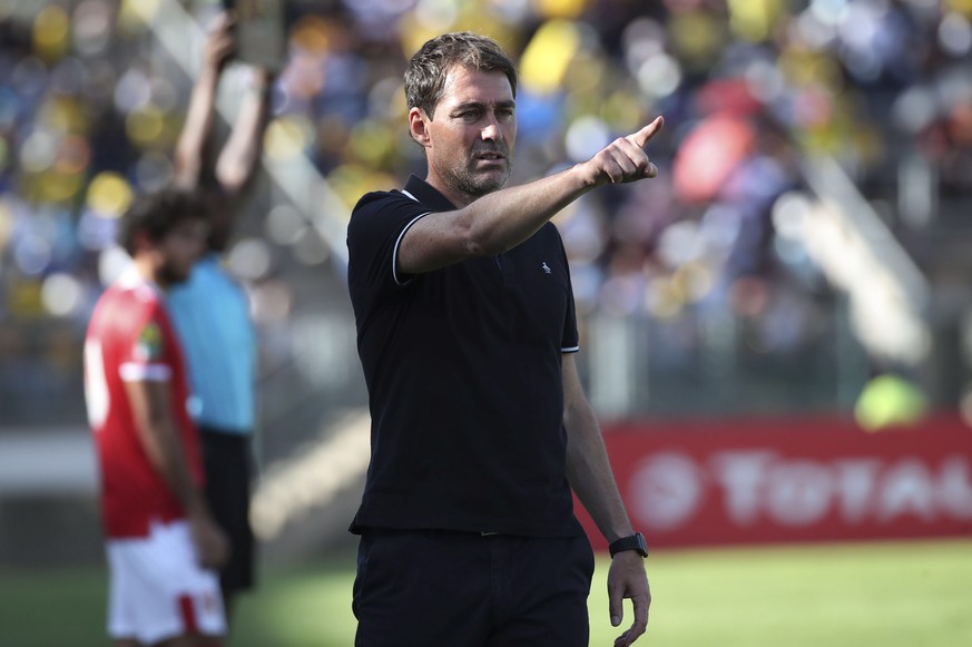 epa08276877 Rene Weiler, coach of Al , reacts during the CAF Champions League quarter final second leg soccer match between Mamelodi Sundowns and Al Ahly at Lucas Moripe Stadium, South Africa, 07 Marc ...