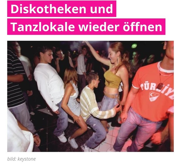 Maskenpflicht zum Teil weg, Clubs wieder auf: So will der Bundesrat jetzt öffnen\nDieses Bild... Ich sehe nur dieses Bild 😂
