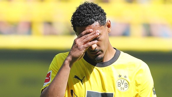 27.05.2023, xtvx, Fussball 1.Bundesliga, Borussia Dortmund - FSV Mainz 05 emspor, v.l. Sebastien Haller Borussia Dortmund enttaeuscht, enttaeuscht schauend, dissapointed DFL/DFB REGULATIONS PROHIBIT A ...