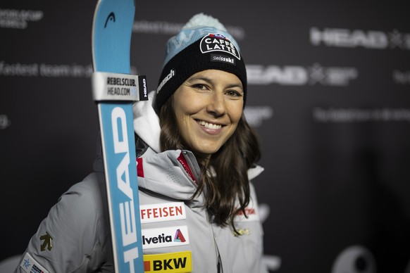 epa12475741 Wendy Holdener from Switzerland poses at a press event prior to the FIS Alpine Ski World Cup season in Soelden, Austria, 23 October 2025. The Alpine Skiing World Cup season 2025/26 season  ...