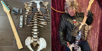 Mehr METAL geht nicht: Mann baut E-Gitarre aus Skelett seines toten Onkels