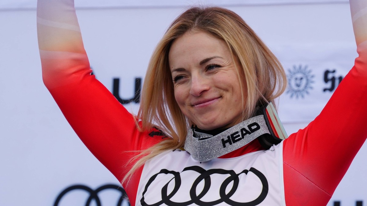 Alpine Skiing: FIS Ski World Cup Finals Mar 23, 2025 Sun Valley, ID, USA Super G overall points winner Lara Gut-Behrami of Switzerland celebrates after the Super G alpine skiing race in the 2025 FIS S ...