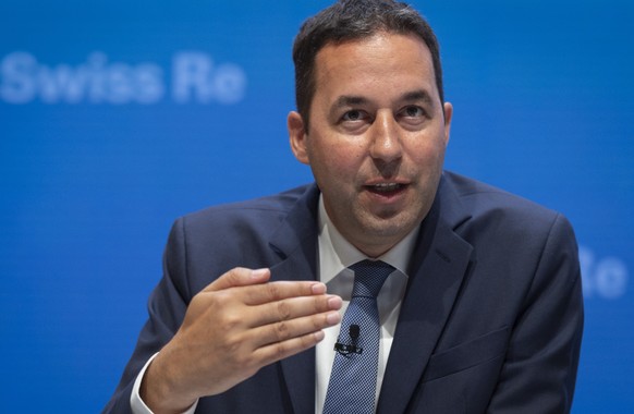 Christian Mumenthaler Group CEO Swiss Re, waehrend der Bilanzmedienkonferenz zum Halbjahresergebnis 2019 der Swiss Reinsurance Company Ltd (Swiss Re) am Mittwoch, 31. Juli 2019, in Zuerich. (PPR/Melan ...