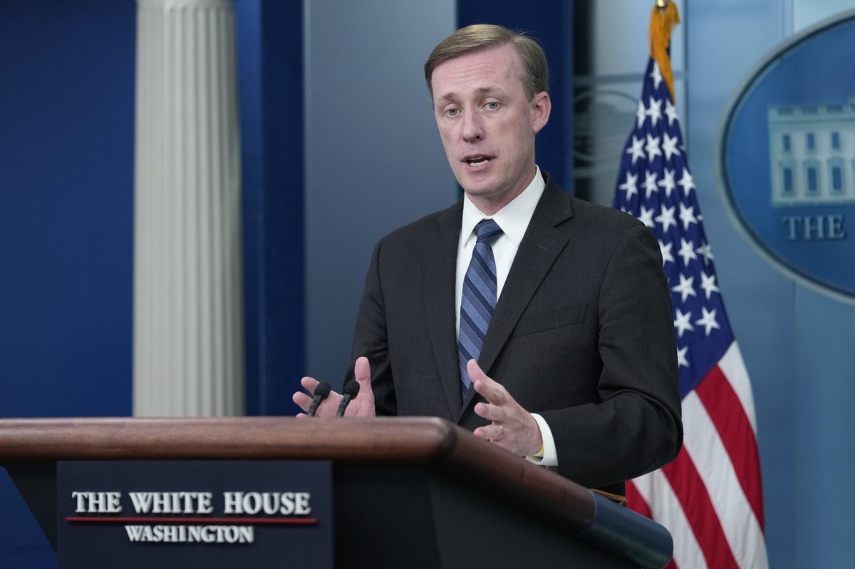 FILE - White House national security adviser Jake Sullivan speaks during the daily briefing at the White House in Washington, Friday, Sept. 15, 2023. Sullivan met in Malta over the past two days with  ...