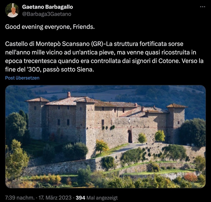 X-Posting zu Elon Musk und Burg in Toscana