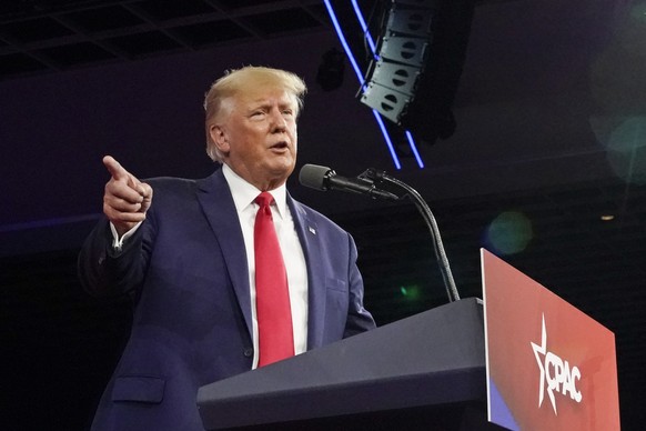 Former President Donald Trump speaks at the Conservative Political Action Conference (CPAC) Saturday, Feb. 26, 2022, in Orlando, Fla. (AP Photo/John Raoux)