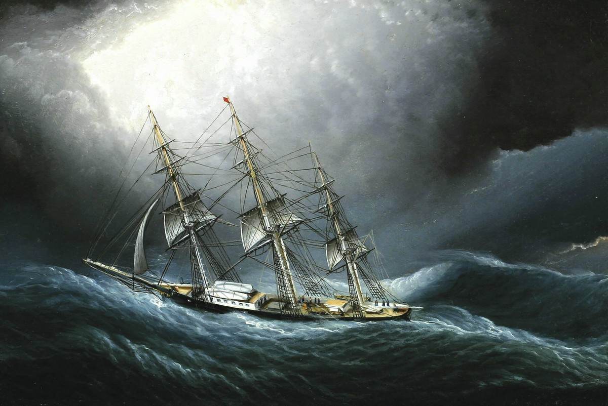 Auch für die schnellen Frachtsegelschiffe des 19. Jahrhunderts war das Kap Hoorn ein gefährlicher Ort: «Klipper in einem Sturm vor Kap Hoorn» – Gemälde von James E. Buttersworth.&nbsp;