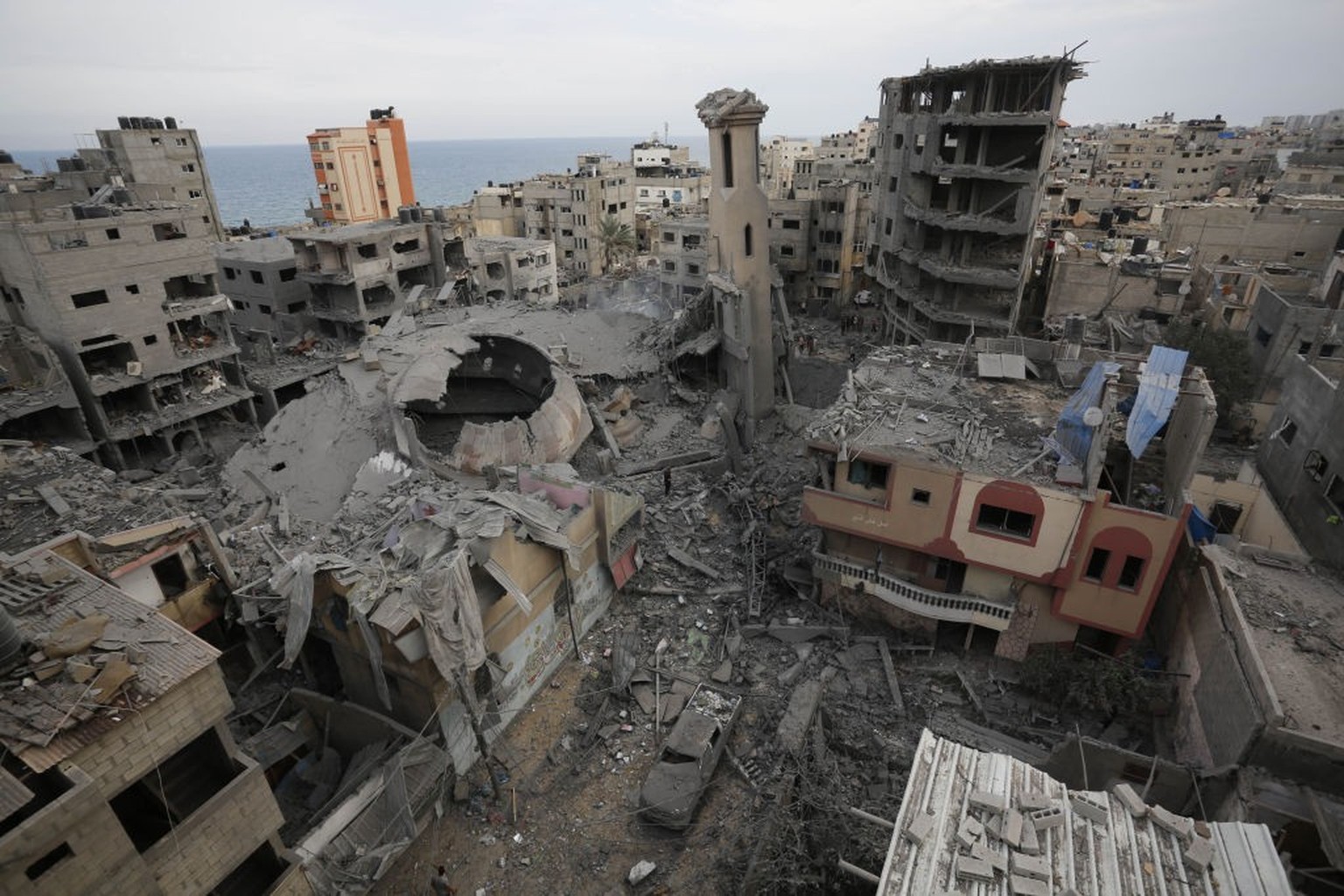 GAZA CITY, GAZA - OCTOBER 09: A view of destroyed Al-Garbi Mosque hit by Israeli airstrike, in western Gaza City, Gaza Strip on October 09, 2023. A total of 6 mosques in Gaza have been destroyed by Is ...