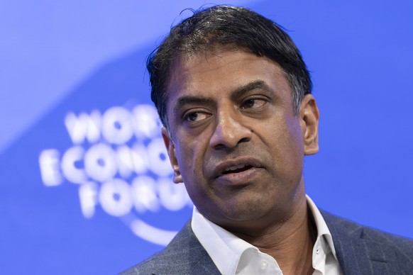 epa11844031 Chief Executive Officer of Novartis Vasant &#039;Vas&#039; Narasimhan speaks during a panel session at the 55th annual meeting of the World Economic Forum (WEF) in Davos, Switzerland, 22 J ...
