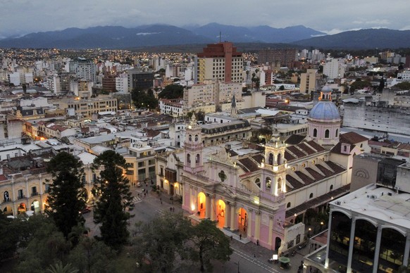 View of the Salta Cathedral in Salta, Argentina, Monday, May 2, 2022. Eighteen cloistered nuns from the San Bernardo Convent in Salta province have made a formal allegation against the Archbishop Mari ...