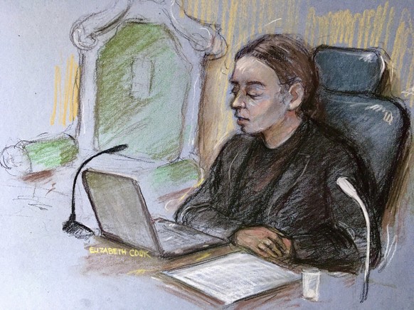 Gerichtszeichnung von Richterin Vanessa Baraitser im Old Bailey Gerichtssaal am 4. Januar 2021.