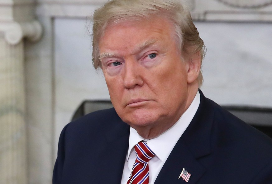 epa06659897 US President Donald J. Trump speaks during a meeting with the Emir of Qatar Sheikh Tamim bin Hamad Al Thani (not pictured), in the Oval Office at the White House, in Washington, DC, USA, 1 ...