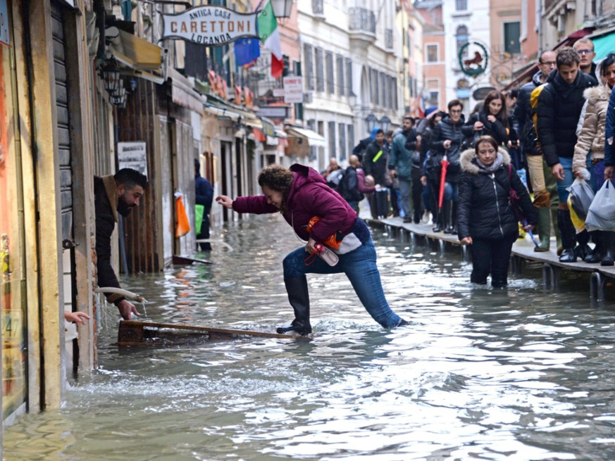 Hochwasser im Zentrum der italienischen Stadt Venedig.