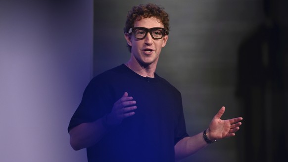 KEYPIX - Meta CEO Mark Zuckerberg wears artificial intelligence-powered smart glasses as he speaks during the company's Connect developer conference Wednesday, Sept. 17, 2025, in Menlo Park, Cali ...