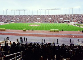 Das Moulay Abdallah Stadion in Rabat vor einem Spiel der marokkanischen Nationalmannschaft.