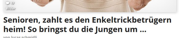 Senioren, zahlt es den Enkeltrickbetrügern heim! So bringst du die Jungen um ihr Geld
Etwas unglücklich, dieses Zeilen-Ende, meint ihr nicht? :)