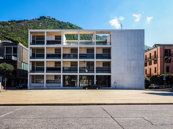COMO, ITALY - CIRCA APRIL 2017: Casa del Fascio (former National Fascist party seat) aka Palazzo Terragni designed by rationalist architect Giuseppe Terragni (HDR)