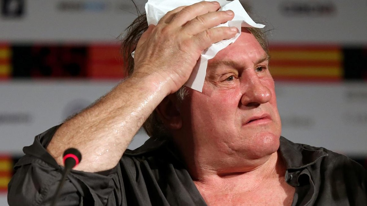 epa03765883 French actor Gerard Depardieu gestures during a press conference for the movie 'Rasputin' at the 35th annual Moscow International Film Festival in Moscow, Russia, 29 June 2013. T ...