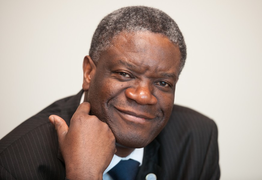 epa07071612 A handout photo made available by the Right Livelihood Award Foundation shows Congolese gynecologist Denis Mukwege in Stockholm, Sweden, 01 December 2013 (issued 05 October 2018). Congoles ...