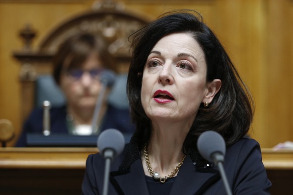 Regine Sauter, FDP-ZH, spricht waehrend der Fruehlingssession der Eidgenoessischen Raete, am Mittwoch, 14. Maerz 2018 in Bern. (KEYSTONE/Peter Klaunzer)