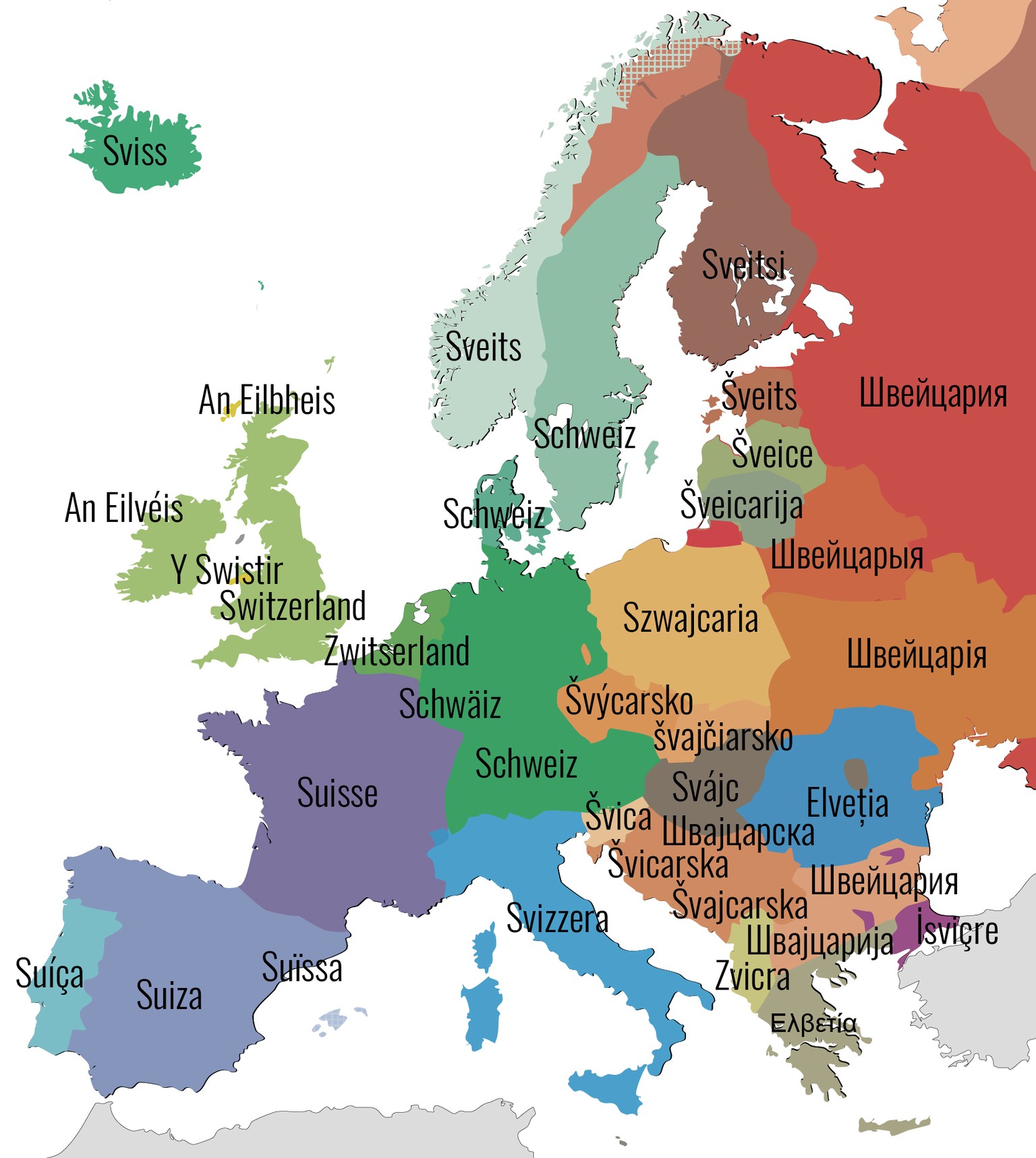 &quot;Schweiz&quot; in europas Sprachen