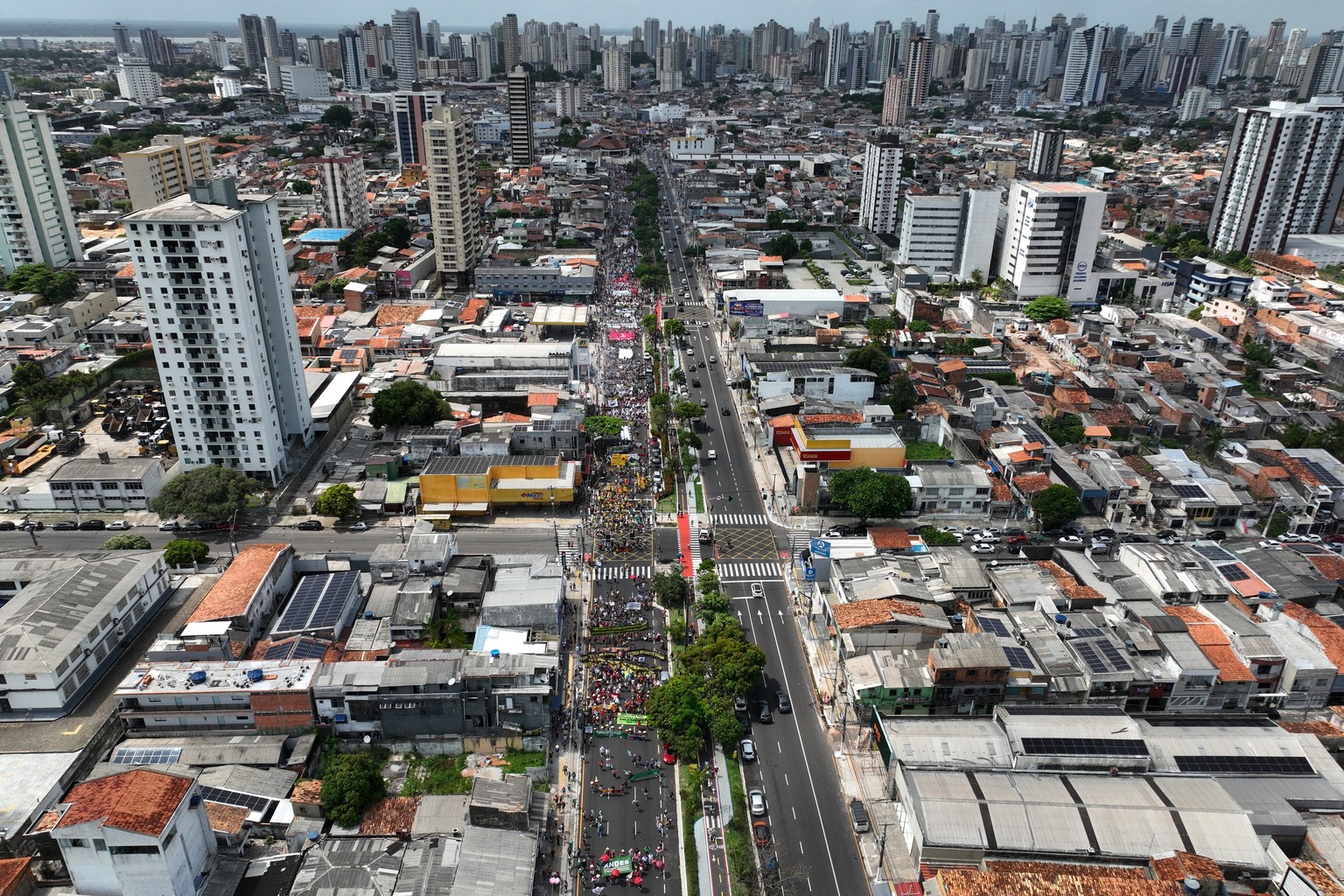Activists participate in a climate protest during the COP30 U.N. Climate Summit, Saturday, Nov. 15, 2025, in Belem, Brazil. (AP Photo/Andre Penner)
Climate COP30