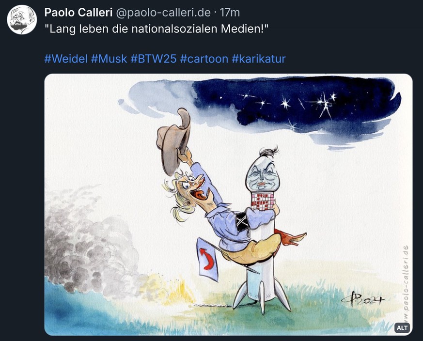 AfD und Musk Karikatur