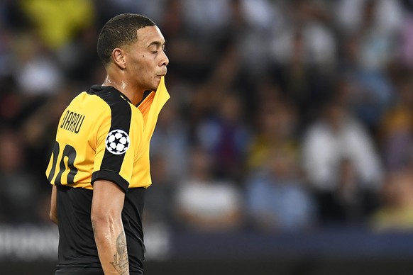 16.08.2016; Bern; Fussball Champions League play-off - BSC Young Boys - Borussia Moenchengladbach; 
Guillaume Hoarau (YB) enttaeuscht
 (Urs Lindt/freshfocus)