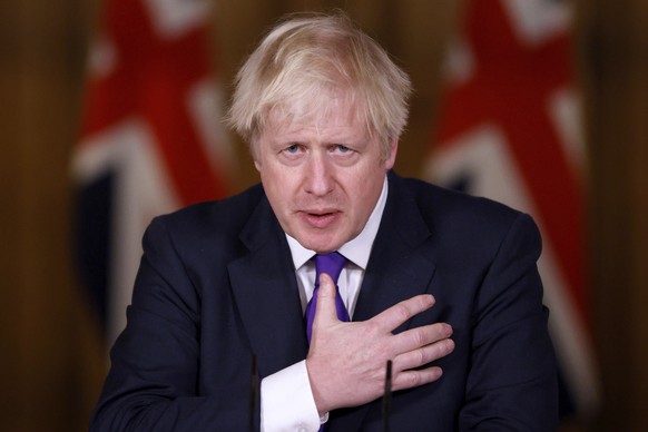 Britain&#039;s Prime Minister Boris Johnson speaks during a news conference on the ongoing situation with the coronavirus pandemic, at Downing Street in London, Wednesday Dec. 2, 2020. British regulat ...