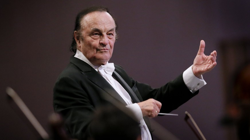 epa06404058 (FILE) - Swiss conductor Charles Dutoit directs the Royal Philharmonic Orchestra at Grand Palace Concert Hall during the George Enescu International Festival in Bucharest, Romania, 12 Sept ...