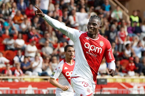 Breel Embolo of AS Monaco celebrates after scoring a goal during the League 1 Ubert Eats match between AS Monaco and Clermont Foot 63 at Stadium Louis II in Monaco. FOOTBALL : AS Monaco vs Clermont Fo ...