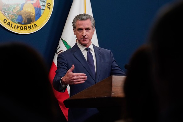 Calif. Gov. Gavin Newsom presents his revised 2025-2026 state budget during a news conference in Sacramento, Calif., Wednesday, May 14, 2025. (AP Photo/Rich Pedroncelli)
Gavin Newsom