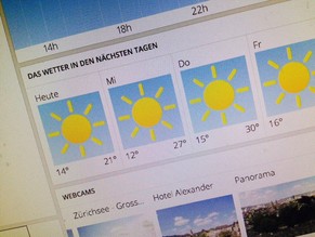 So sieht schönes Sonnenwetter vom Büro aus gesehen aus.