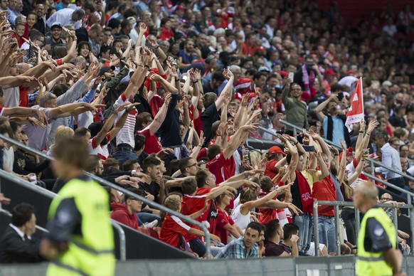 The public, during a friendly soccer match on the side line of the 2018 Fifa World Cup group B qualification between Switzerland and Belarus at the Stadium Maladiere, in Neuchatel, Switzerland, Thursd ...