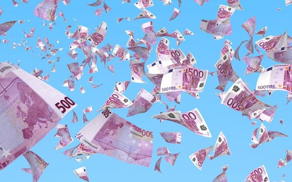 500-Euro-Noten fliegen vom Himmel