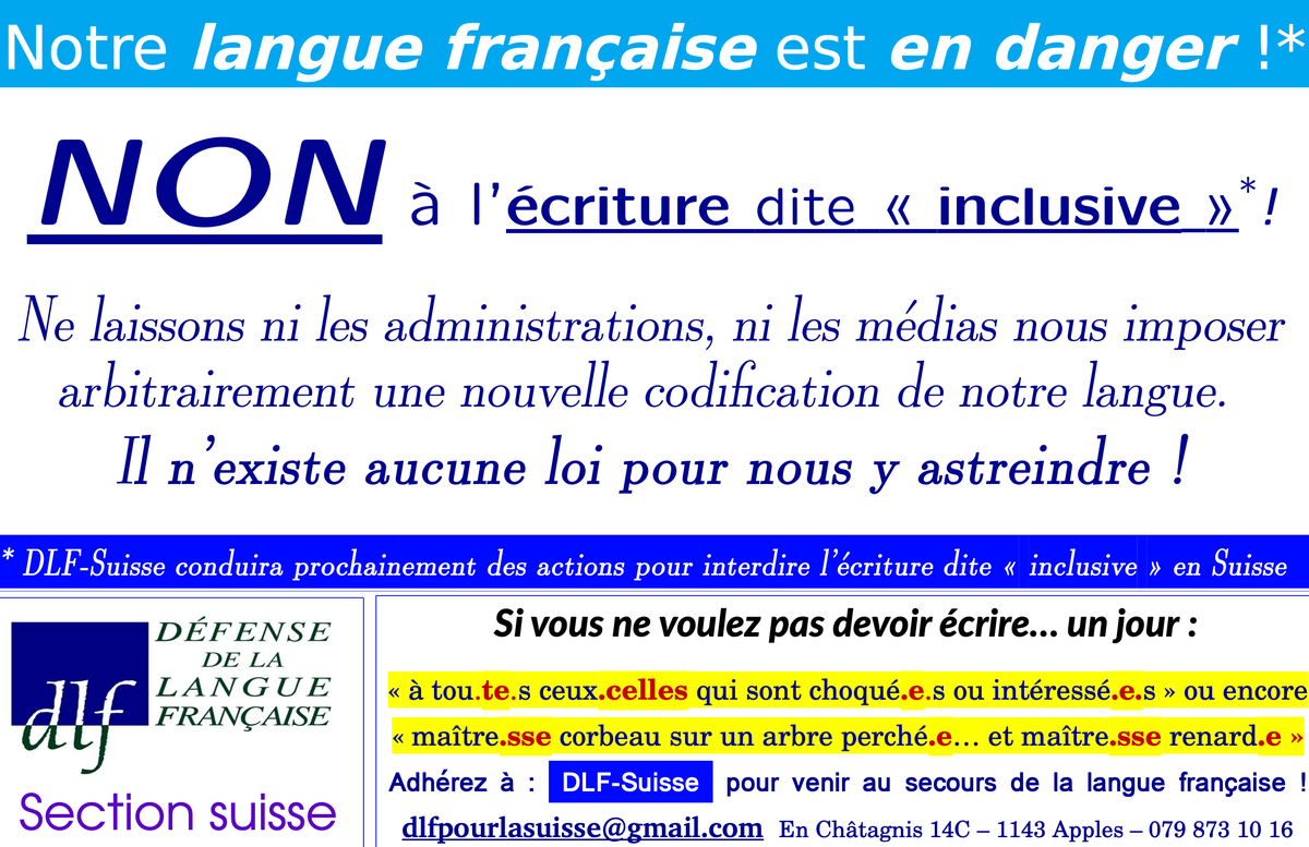 Message de la délégation suisse de la défense de la langue française