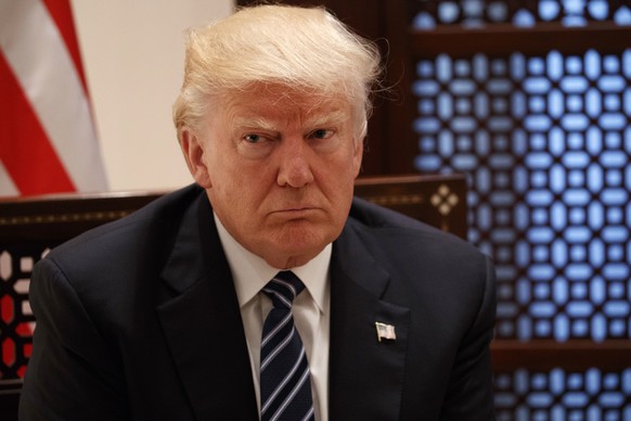 President Donald Trump listens during a meeting with Palestinian President Mahmoud Abbas, Tuesday, May 23, 2017, in the West Bank City of Bethlehem. (AP Photo/Evan Vucci)