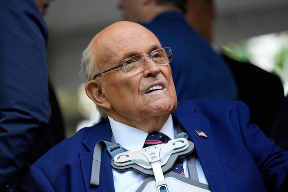 FILE - Former NYC mayor Rudy Giuliani participates in a ceremony commemorating the anniversary of the 9-11 terror attacks in New York, Thursday, Sept. 11, 2025. (AP Photo/Seth Wenig, file)
Rudy Giulia ...