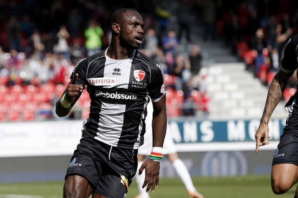 22.03.2015; Sion; Fussball Super League - FC Sion - FC Thun: Moussa Konate (Sion) jubelt nach dem Tor zum 1:0(Christian Pfander/freshfocus)