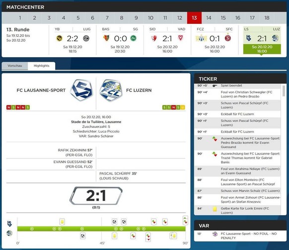 Die erfassten Daten sind direkt im Matchcenter der Swiss Football League auf sfl.ch abrufbar.