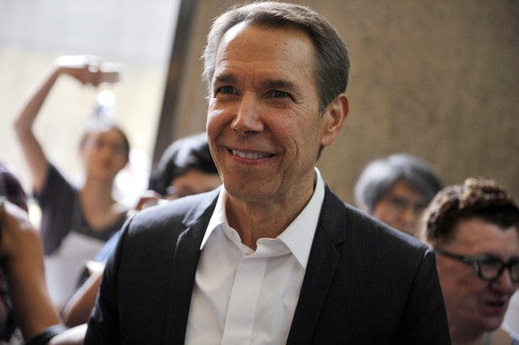 Jeff Koons attends the media preview of "Jeff Koons: A Retrospective" at the Whitney Museum of American Art in New York on Tuesday, June 24, 2014. The exhibit opens to the public June 27 and ...