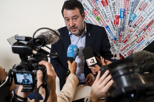 Italian Infrastructure Minister Matteo Salvini answers questions from reporters at the end of a press conference at the Foreign Press Club in Rome, Tuesday, April 4, 2023. Salvini answered questions…