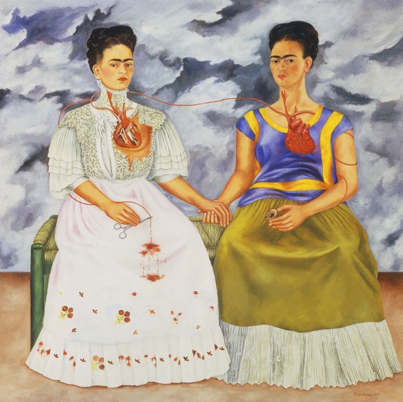 «Die beiden Fridas», 1939: Die rechte, die Diego liebt und die linke, welche die verstossene Frida darstellt.