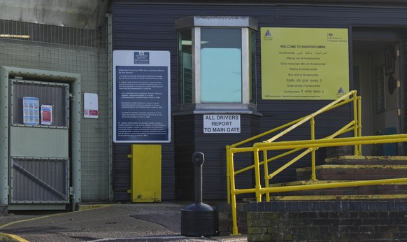 The main entrance to HMP Huntercombe Prison near Henley on Thames, England, Friday, December 12.  December 9, 2022, where former tennis icon Boris Becker is currently serving his sentence.  It has been reported that Bec...