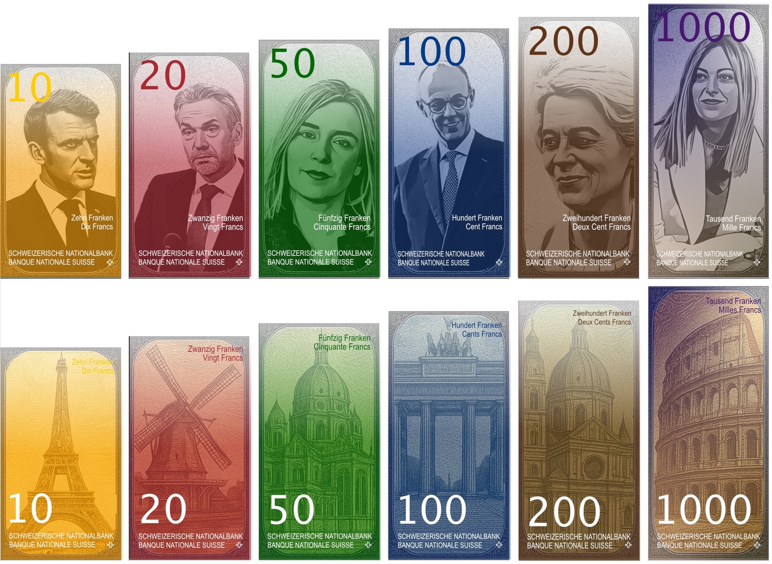 Wir haben da ein paar Ideen für neue Banknoten für die Schweiz.